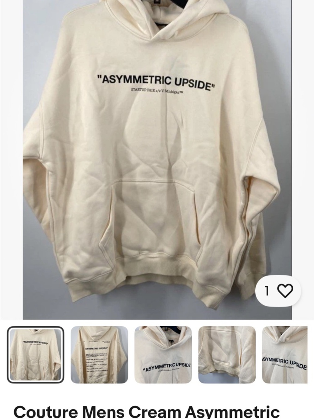 Men’s Cream "Asymmetric Upside" Hoodie